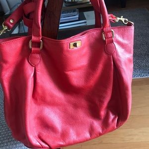 Pretty J Crew leather tote. Red, rarely used.